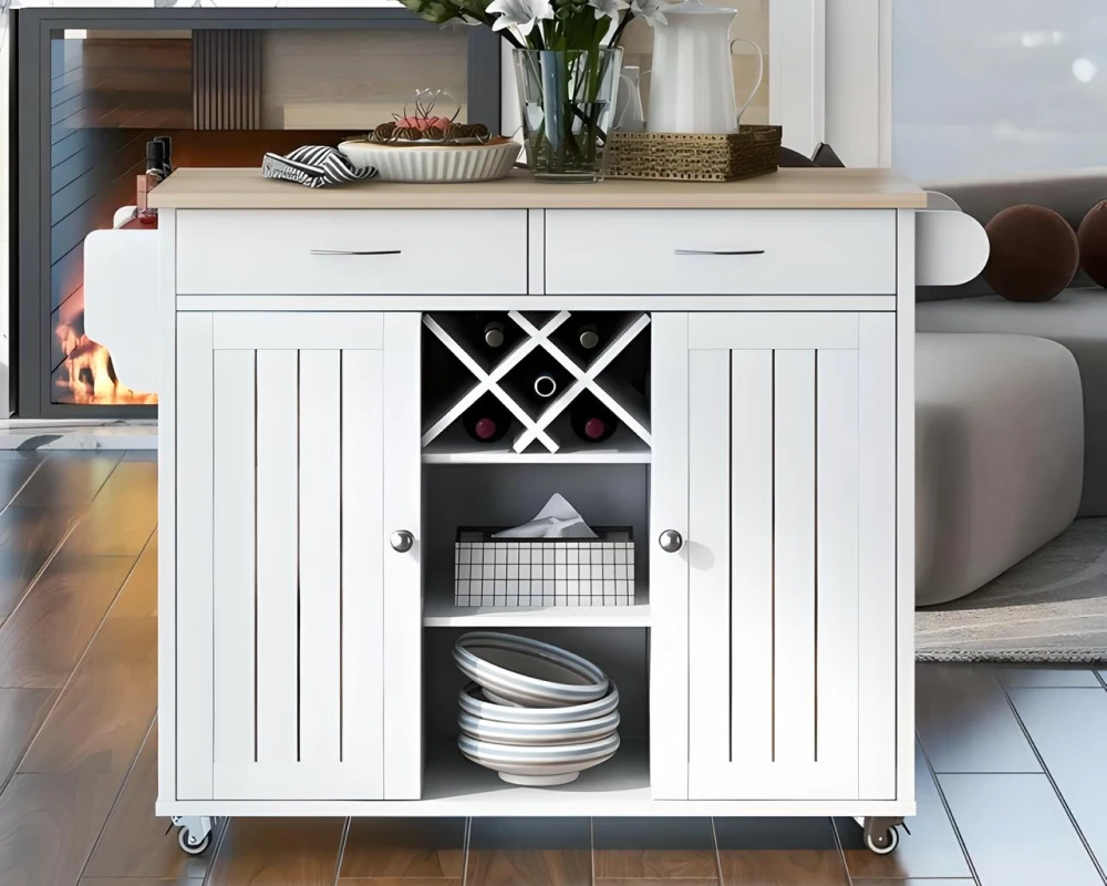 kitchen island cart with shelves