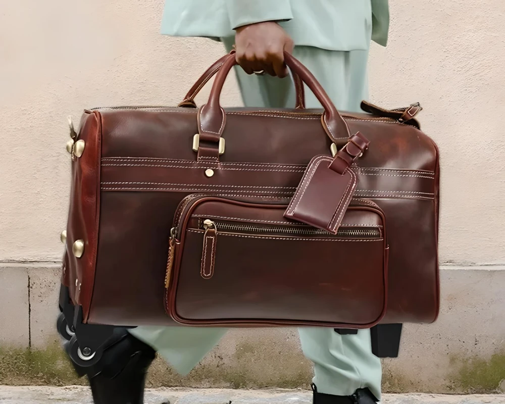luxury leather carry on luggage