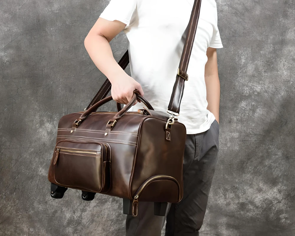 leather carry on bag men's